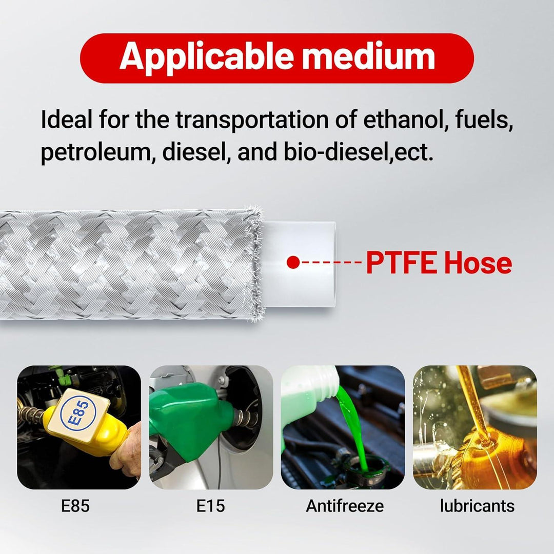 EVIL ENERGY PTFE Fuel Line Hose Kit E85 Stainless Steel Braided 20FT ...