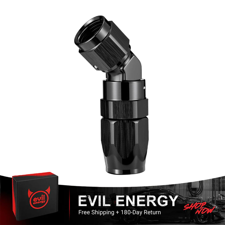 EVIL ENERGY 4/6/8/10/12/16AN 45° Forged Swivel Hose End Fitting – Low Profile Aluminum for CPE Braided Fuel Line - EVILENERGY