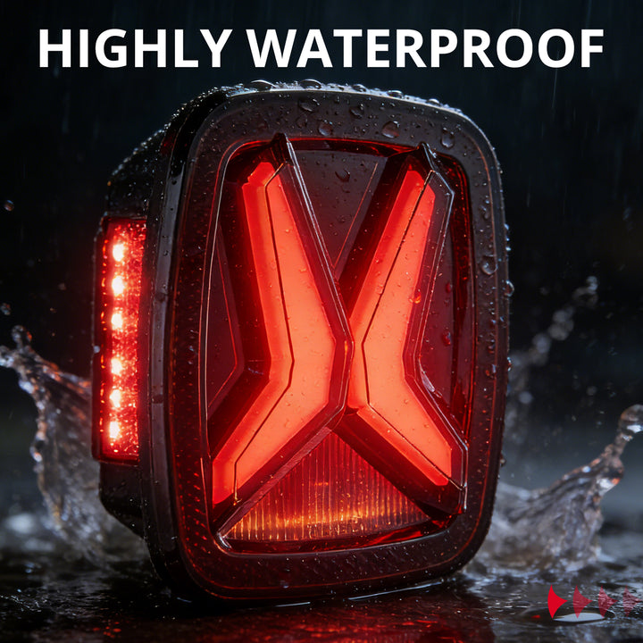 EVIL ENERGY Fit For 1997-2006 Jeep Wrangler CJ YJ TJ Trucks LED Tail Lights Assembly, New Upgrade DOT Smoke X Shape, Brake Turn Signal LED Rear License Plate Lights with Side Markers - EVILENERGY