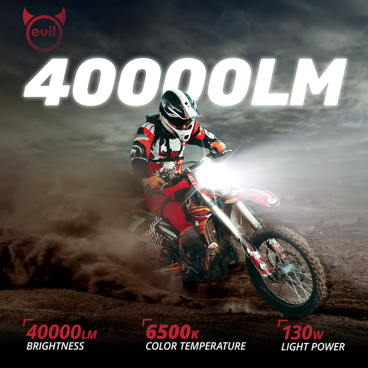 EVIL ENERGY P2 Wide Voltage 9-32V H4/9003/HB2 Dual Light Source 130W 6500K White 40000LM IP68 LED Headlight Bulbs 2Pcs - EVILENERGY