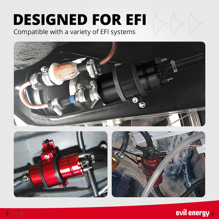 [Black] EVIL ENERGY 12V Electric Fuel Pump for EFI 225 LPH - EFI Systems Compatibility Examples