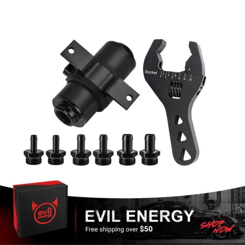 EVIL ENERGY Inline Fuel Filter 10/30/40/100 Micron with Barb 1/2-inch, 3/8-inch, 5/16-inch Fitting Adapter Bundle with AN Fitting Wrench