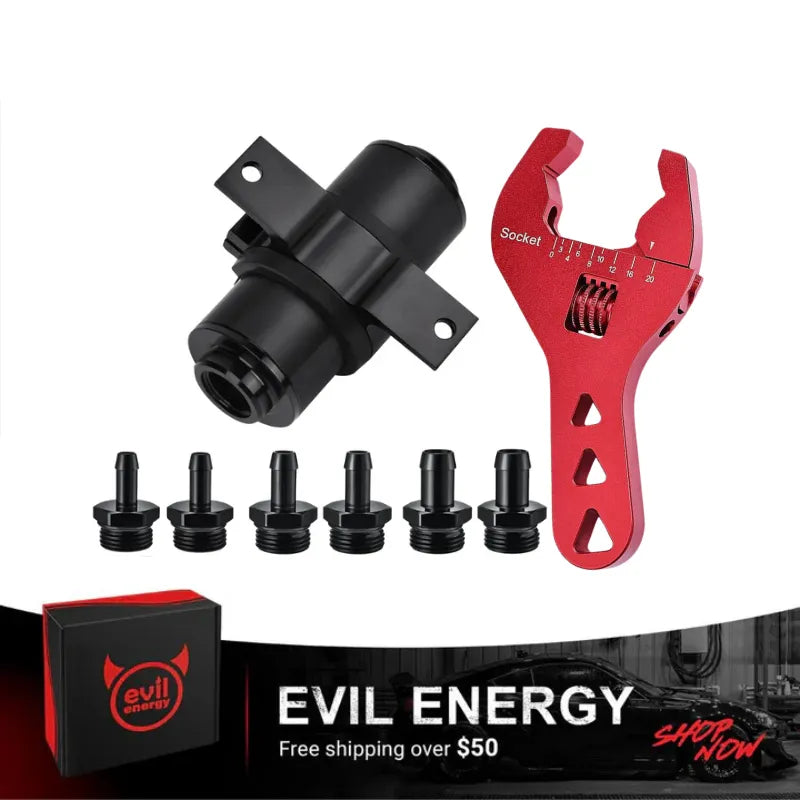 EVIL ENERGY Inline Fuel Filter 10/30/40/100 Micron with Barb 1/2-inch, 3/8-inch, 5/16-inch Fitting Adapter Bundle with AN Fitting Wrench
