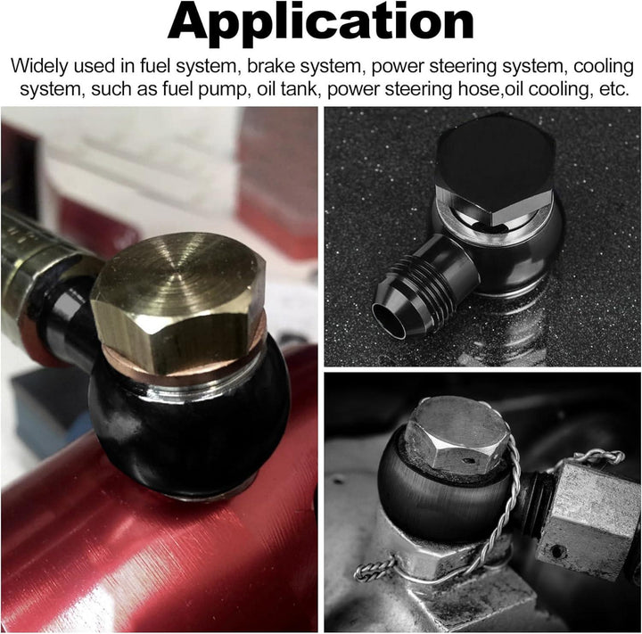 EVIL ENERGY Fuel Banjo Fitting Banjo Hole to AN Male Flare Adapter Fitting Aluminum Black - EVILENERGY