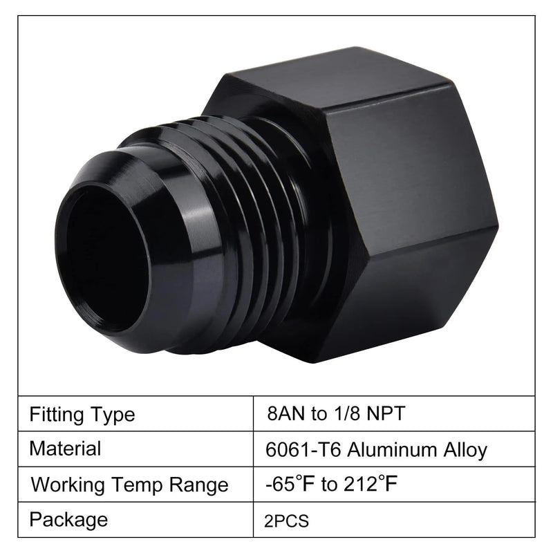 Evilenergy 8AN to 1/8 NPT Female Fitting Adaptor Aluminum 2Pcs