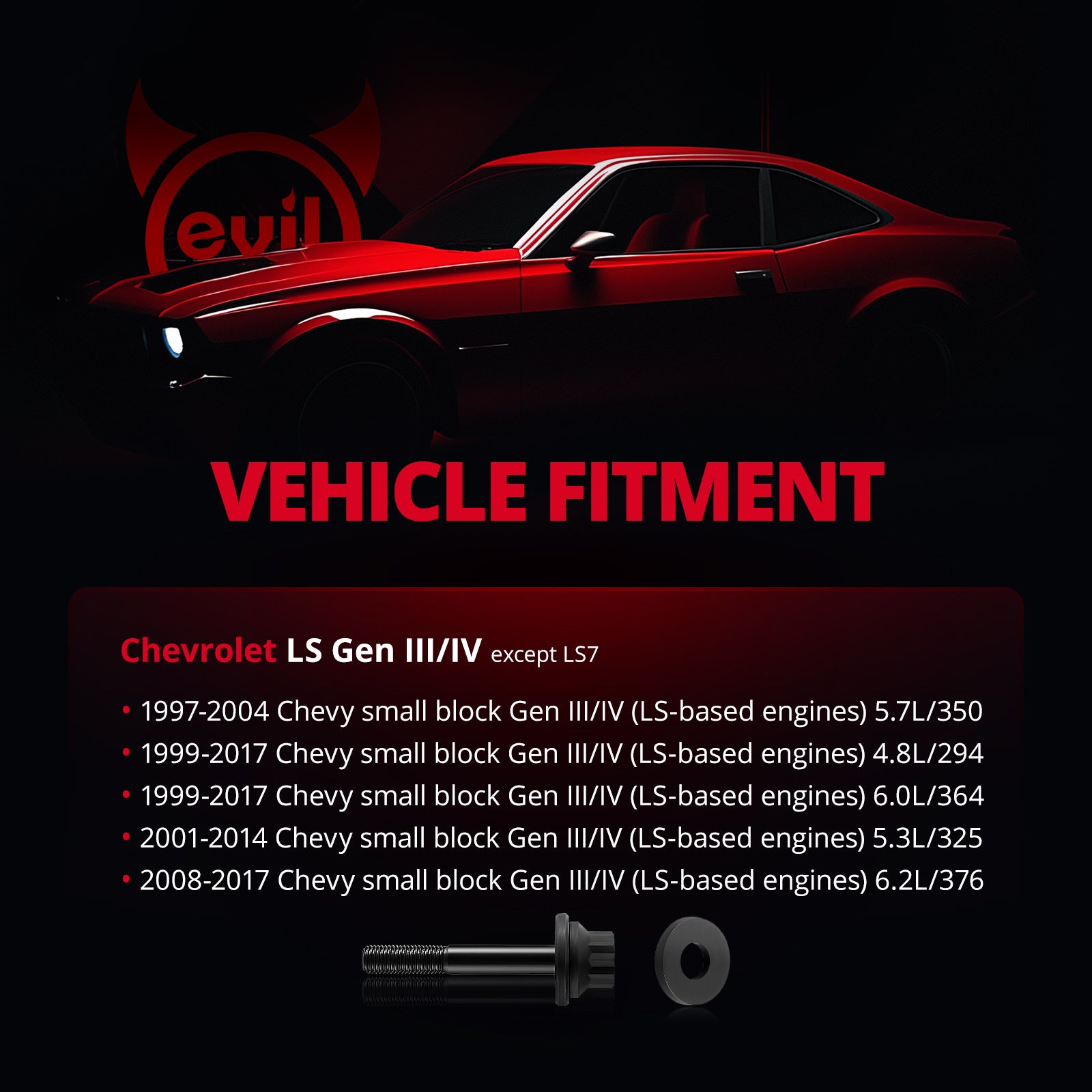 EVIL ENERGY Harmonic Balancer Bolt Kit Vehicle Fitment - Chevrolet LS Gen III/IV Compatibility