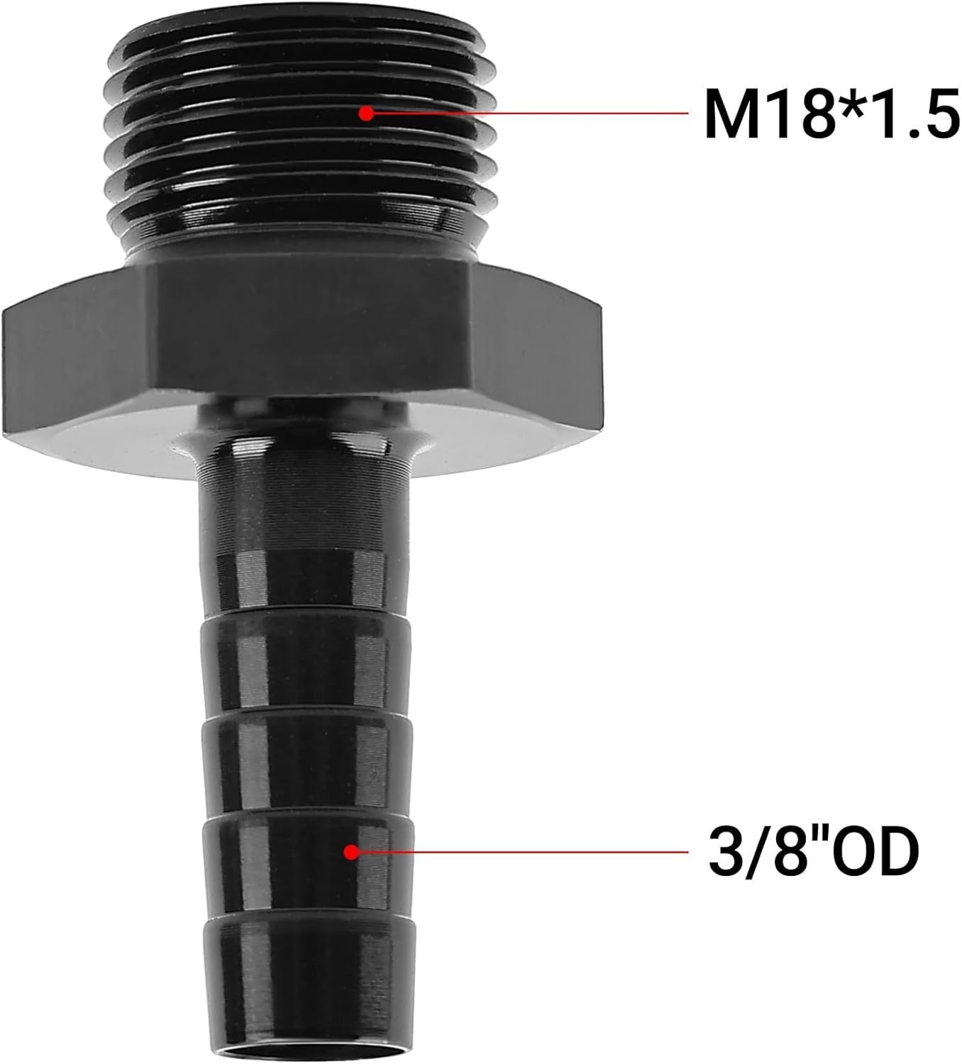 [M18x1.5 to 3/8 barb,Black]