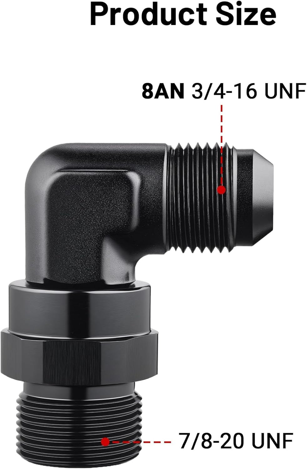 EVIL ENERGY 6/8/10/12/16AN Flare to AN ORB Male Swivel Adapter Fitting 90 Degree Black - EVILENERGY