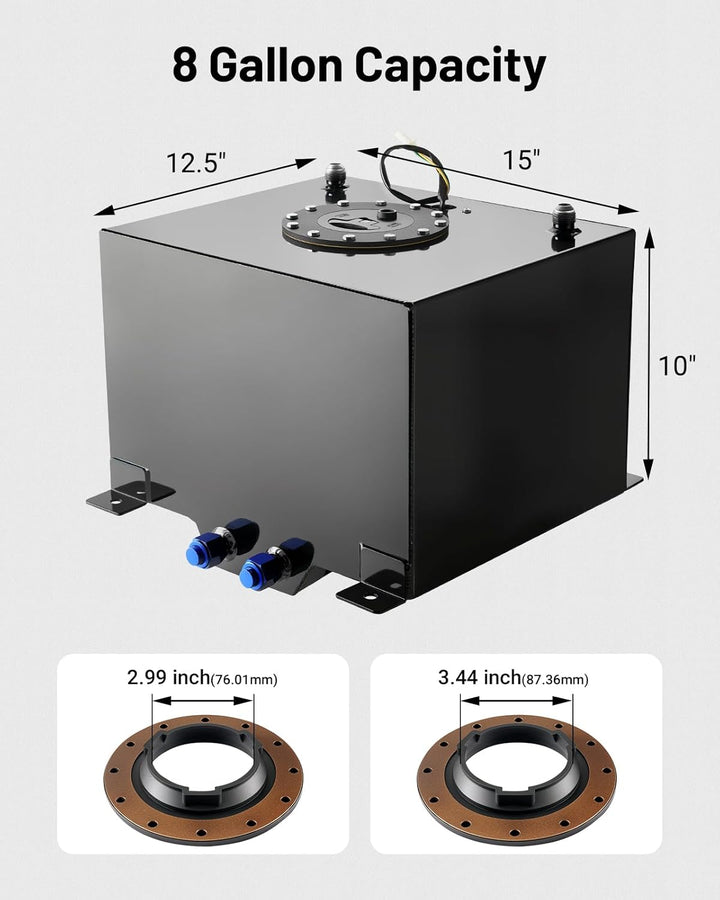 EVIL ENERGY 8 Gallon Fuel Cell Gas Tank - Aluminum Fuel Cell with Capacity Shown [8 Gallon]