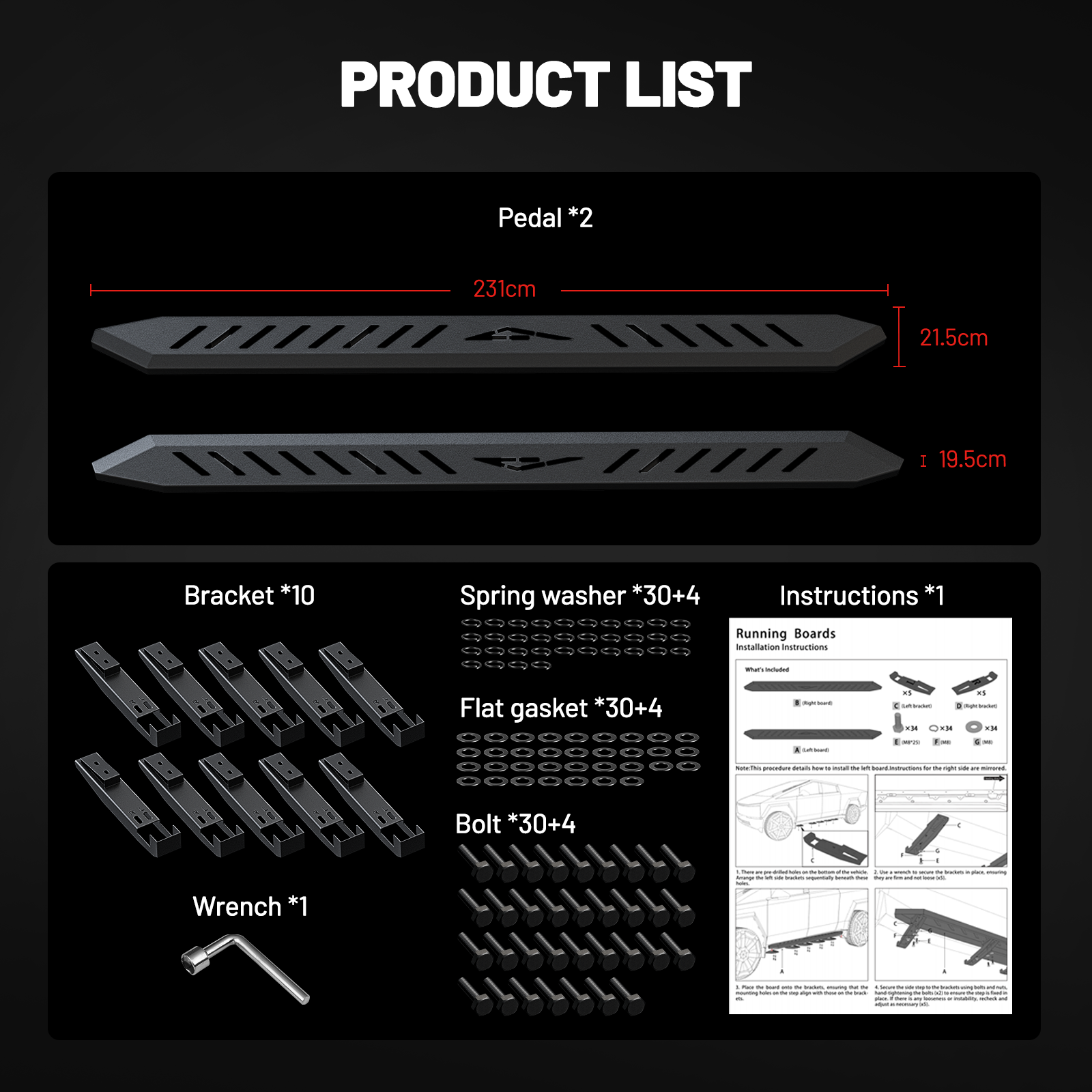 EVIL ENERGY Tesla cybertruck 2019-2025 Running Board Step 2PCS Vent Series