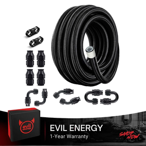 EVIL ENERGY 4/6/8/10/12AN PTFE Fuel Line Kit,E85 Nylon Braided Fuel Hose 20FT(3/16Inch ID)