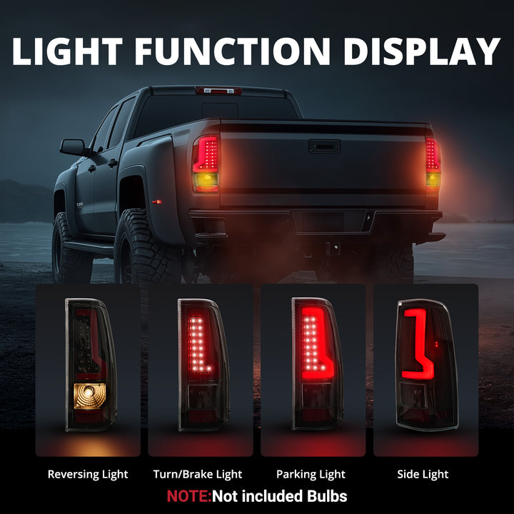 EVIL ENERGY Fit For Chevy Silverado 2003 2004 2005 2006 LED Tail Lights Assembly,  Smoked Tail Lights Truck Rear Lamp Black & Red 1 Pair - EVILENERGY