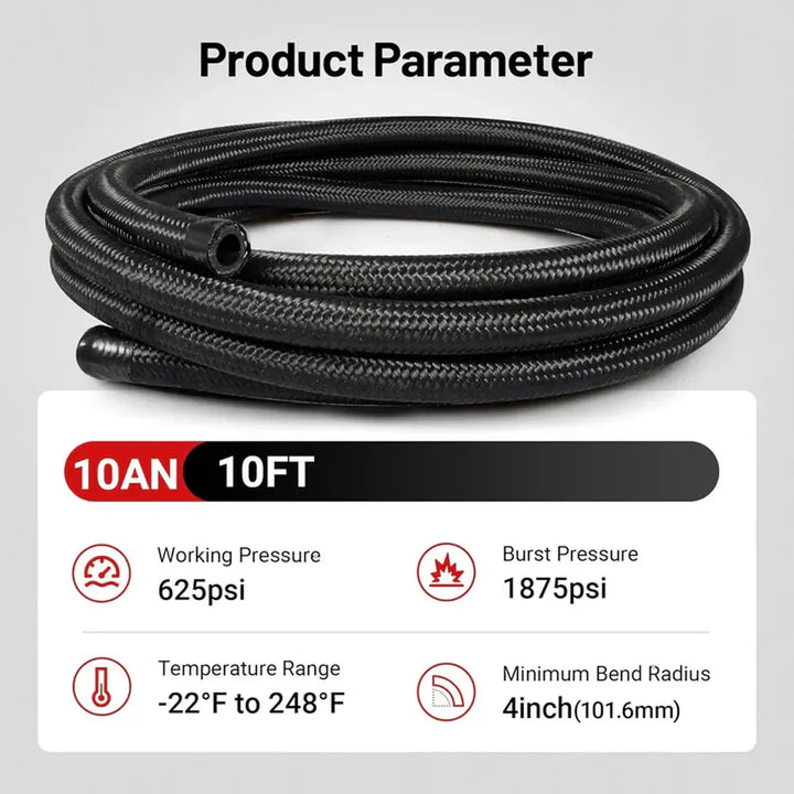EVIL ENERGY EVIL ENERGY 10AN Oil Catch Can Breather Tank with AN10 Fuel Line Kit Nylon Braided CPE 10FT[10FT]