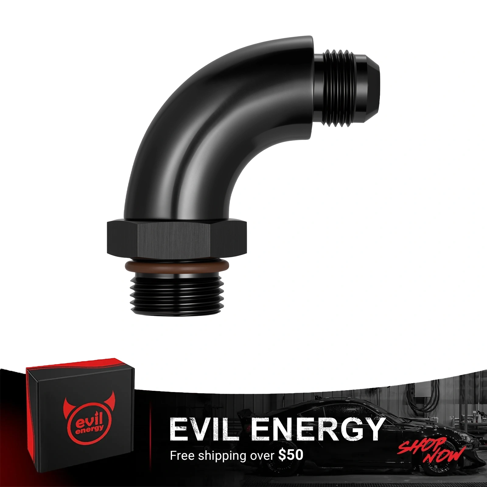 EVIL ENERGY 4/6/8/10/12AN Flare to 4/6/8/10/12AN ORB Male 45/90 Degree Full Flow Fitting Adapter Aluminum Black