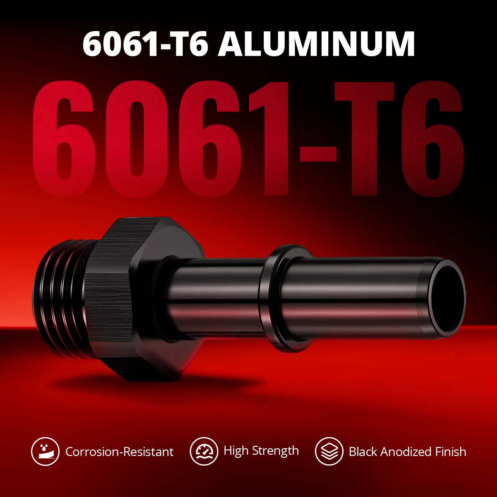 EVIL ENERGY AN6 ORB Male to 3/8-inch SAE Quick-Disconnect Male Push On EFI Fuel Rail Fitting Adapter Aluminum