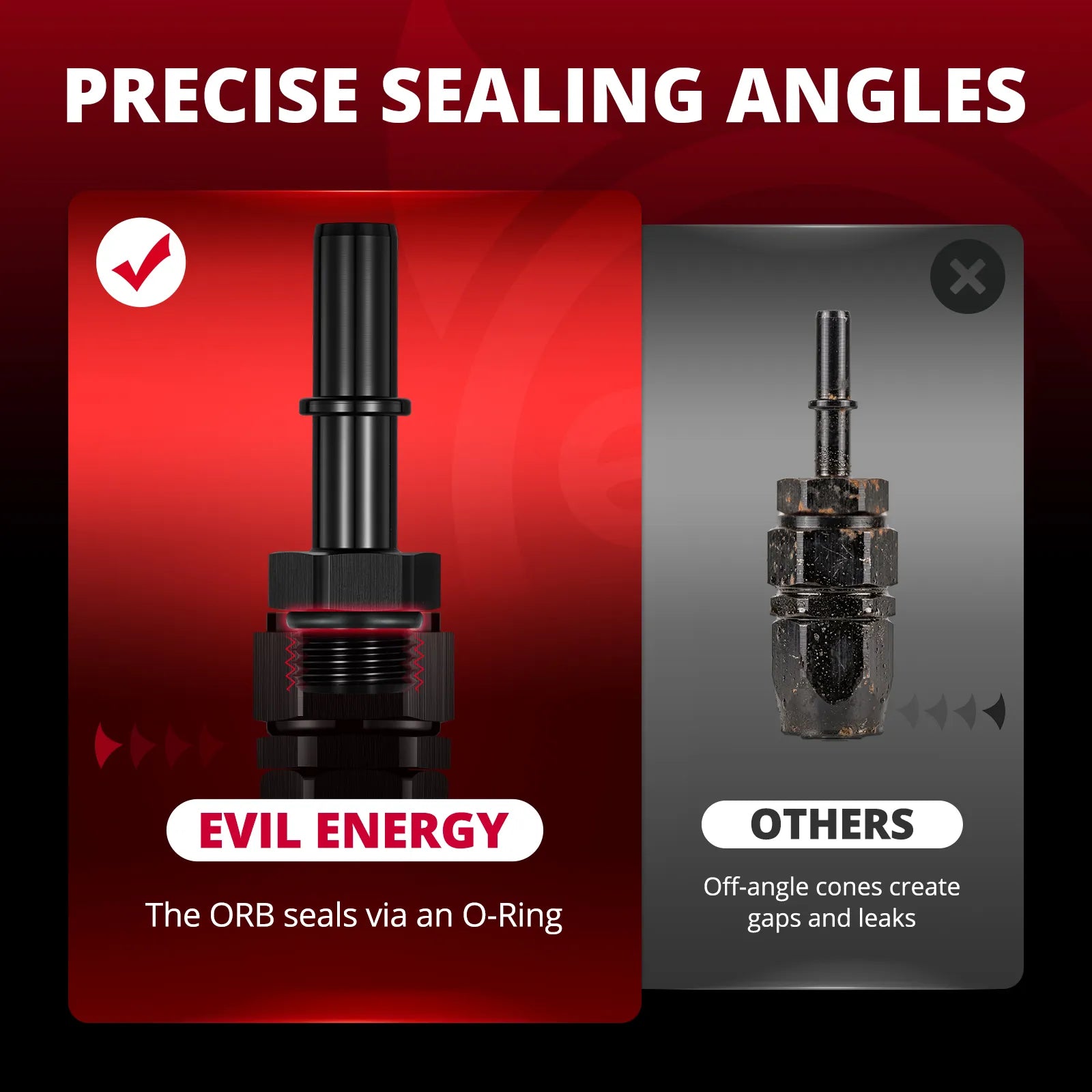 EVIL ENERGY AN6 ORB Male to 3/8-inch SAE Quick-Disconnect Male Push On EFI Fuel Rail Fitting Adapter Aluminum