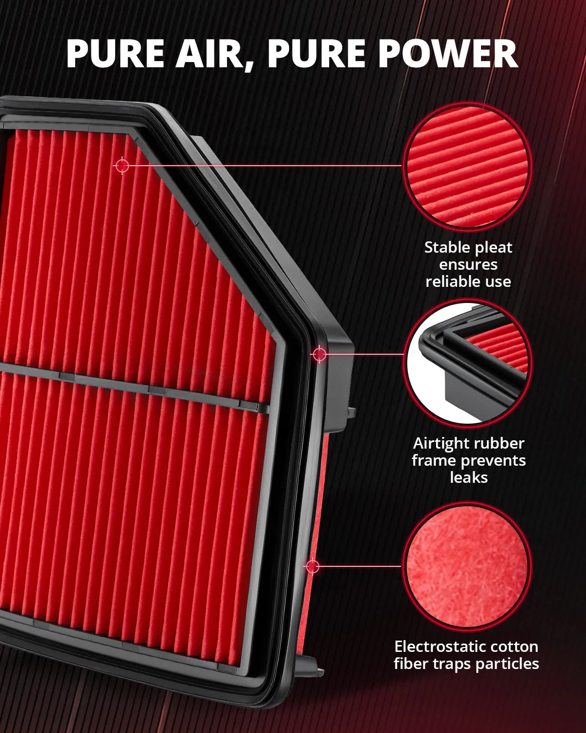 EVIL ENERGY Engine Air Filter, Compatible with Honda HR-V 2016-2022, Vezel 2014-2025, XR-V 2014-2022, Replace 17220-51BH00