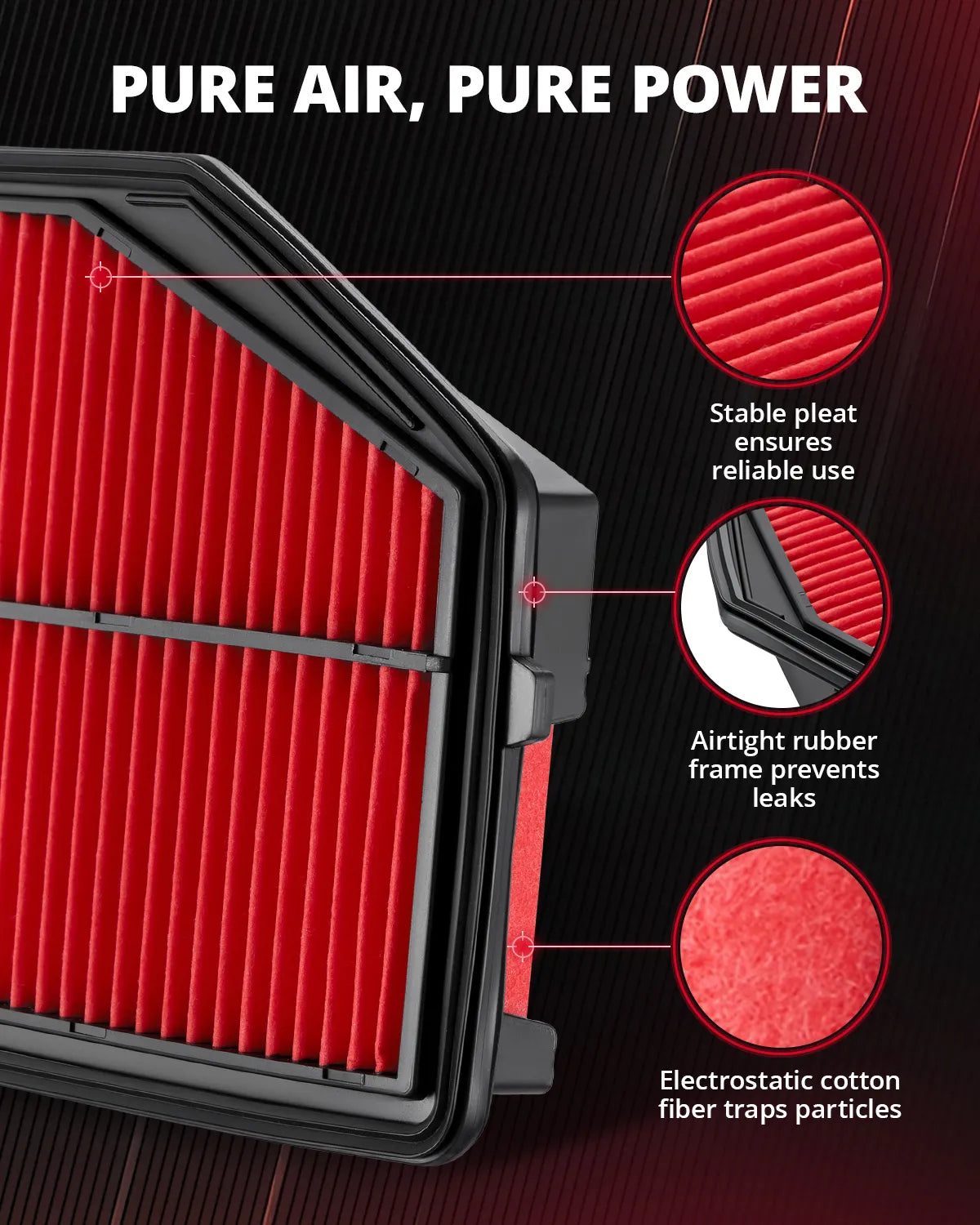 EVIL ENERGY Engine Air Filter, Compatible with Honda CR-V RM 2012-2017 2.4L, Replace 17220-5LA-A00
