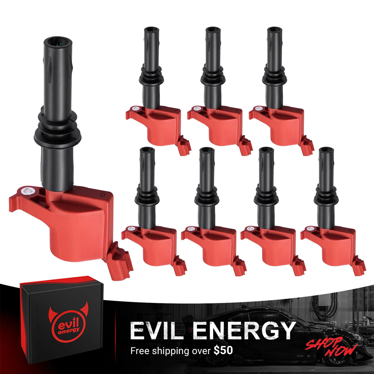 EVIL-ENERGY-Ford-ignition-coil-FD508-8-pack-kit-with-high-performance-branding