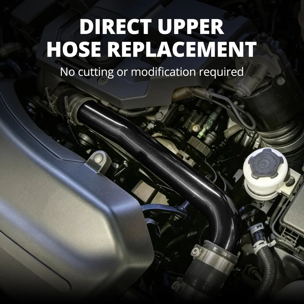 [Black] Direct upper hose replacement installed on Ram 2500 3500 6.7 Cummins with no cutting or modification required