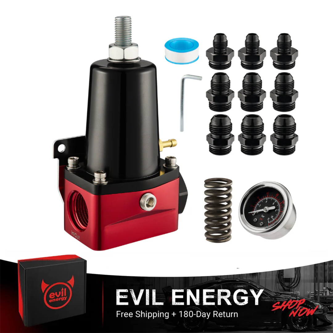 [Without Fuel Cell,Without Fuel Filter,30-80PSI&80-140PSI] EVIL ENERGY fuel pressure regulator and fuel filter kit with braided hose and various AN fittings for EFI systems
