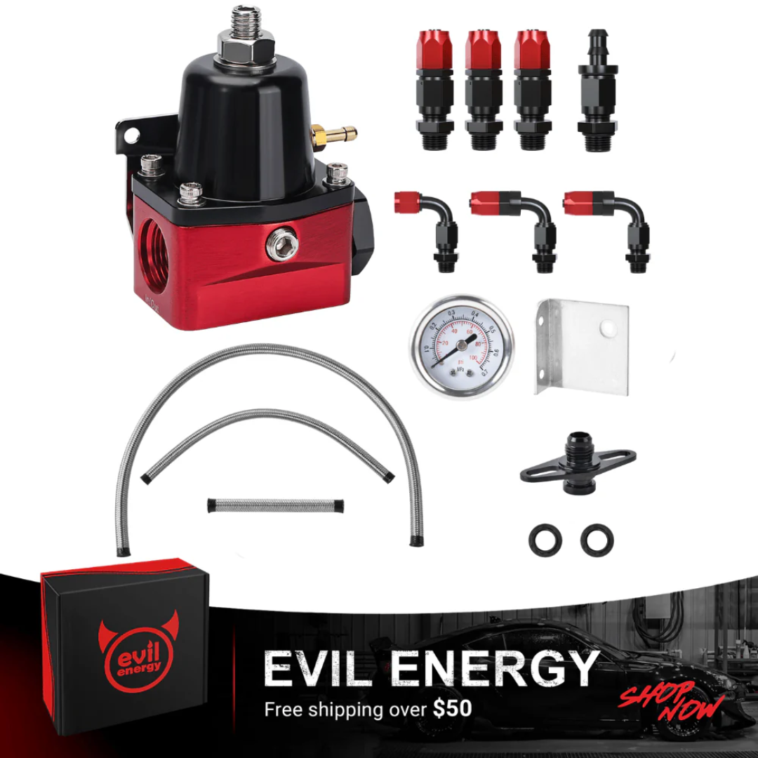[Without Fuel Cell,Without Fuel Filter,30-70PSI] EVIL ENERGY fuel pressure regulator and fuel filter kit with braided hose and various AN fittings for EFI systems