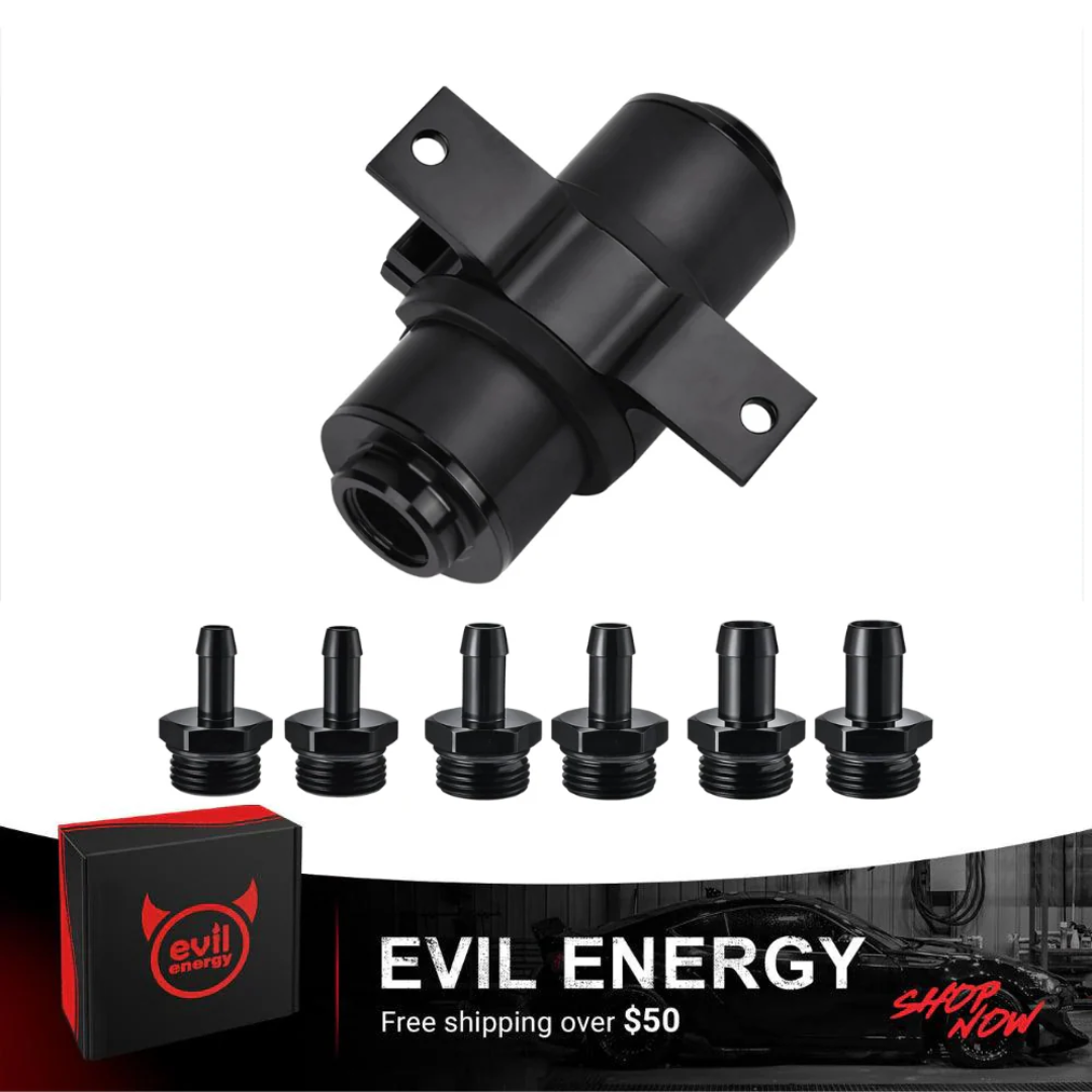 [Without Fuel Cell,Without Fuel Pressure Regulator] EVIL ENERGY black inline fuel pressure regulator kit with barb and AN fittings for universal EFI applications
