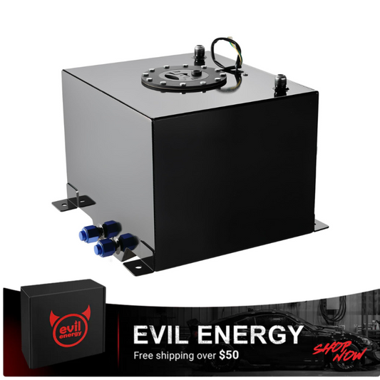 [Without Fuel Filter,Without Fuel Pressure Regulator] EVIL ENERGY aluminum fuel cell tank – black high-capacity racing fuel cell for automotive performance applications