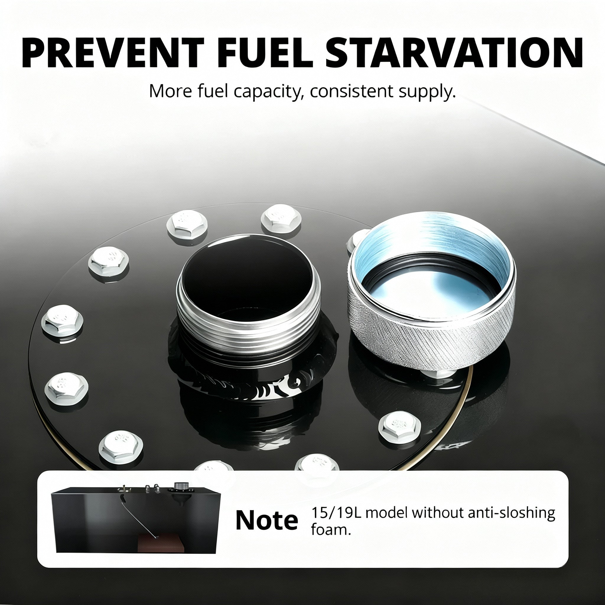 EVIL ENERGY 15/19 Gallon Fuel Cell Gas Tank Aluminum with Level Sender Street Drift Black