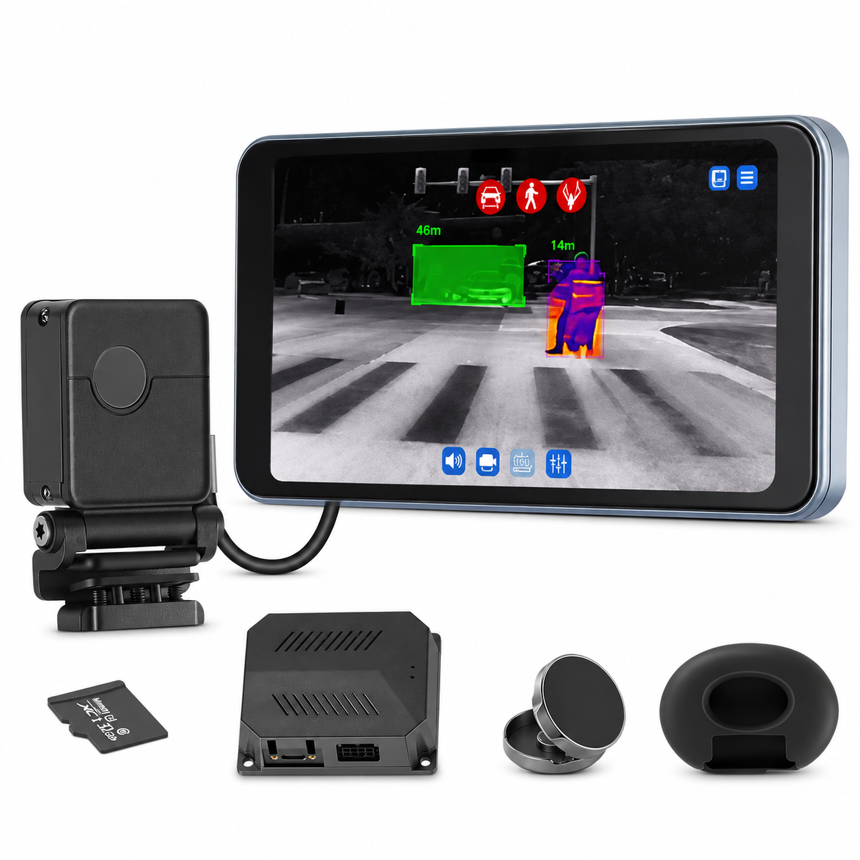 EVIL ENERGY Car Thermal Night Vision System 656ft Detection AI 11-Target Recognition IP67 Waterproof Vehicle Safety Camera Kit