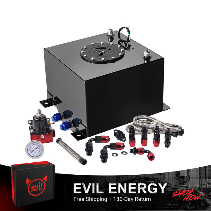[30-70PSI,Without Fuel Filter] EVIL ENERGY EFI Returnless Fuel System Kit with fuel cell, fuel pressure regulator, filter, and mounting accessories
