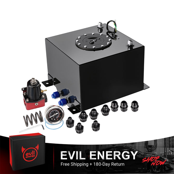 [30-80PSI&80-140PSI,Without Fuel Filter] EVIL ENERGY EFI Returnless Fuel System Kit with fuel cell, fuel pressure regulator, filter, and mounting accessories