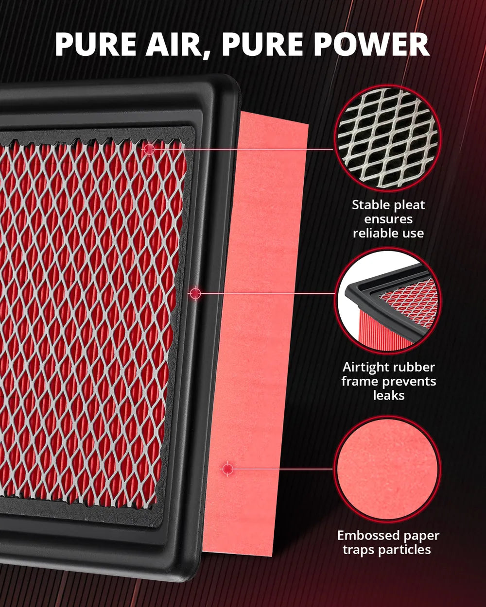 EVIL ENERGY Engine Air Filter Compatible with Ford Mustang 2015-2025 2.3T 5.0L, Shelby GT350 2016-2020 5.2L, GT500 2020-2022 5.2L, Replace CA11958