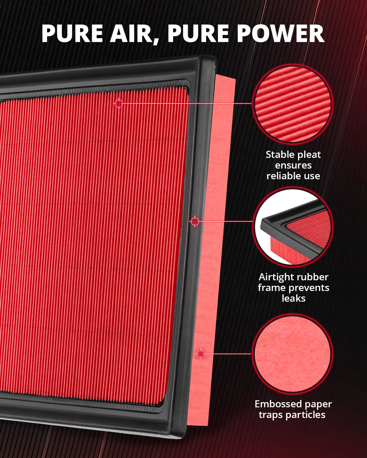EVIL ENERGY Engine Air Filter Compatible with Lexus GS300 2016-2020 2.0T, GS250 2013-2015 2.5L, GS350 2013-2020 3.5L, Replace XA6103