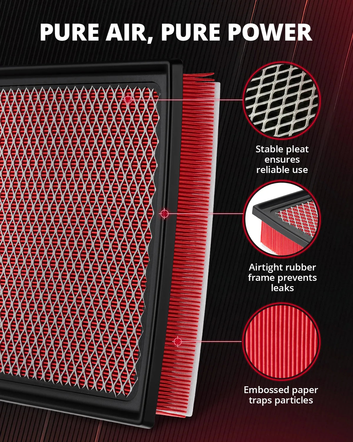 EVIL ENERGY Engine Air Filter Compatible with Toyota Tacoma 2013-2023 3.5L 4.0L, Sequoia 2014-2022 5.7L, Tundra 2010-2021 4.6L 5.7L, Replace CA11895