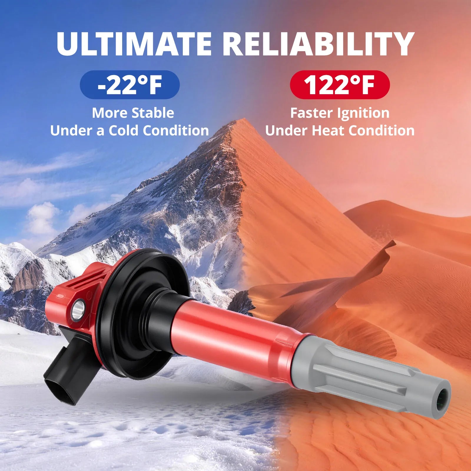 Ultimate Reliability Test: EVIL ENERGY UF622 Ignition Coil maintains stable cold starts at -22°F and fast ignition at 122°F for Ford F-150 Mustang V8.