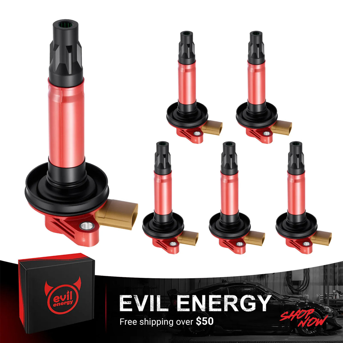 EVIL ENERGY Ignition Coil UF646 Fit Ford 3.5L EcoBoost V6 3-Pin Connector High Performance Coil
