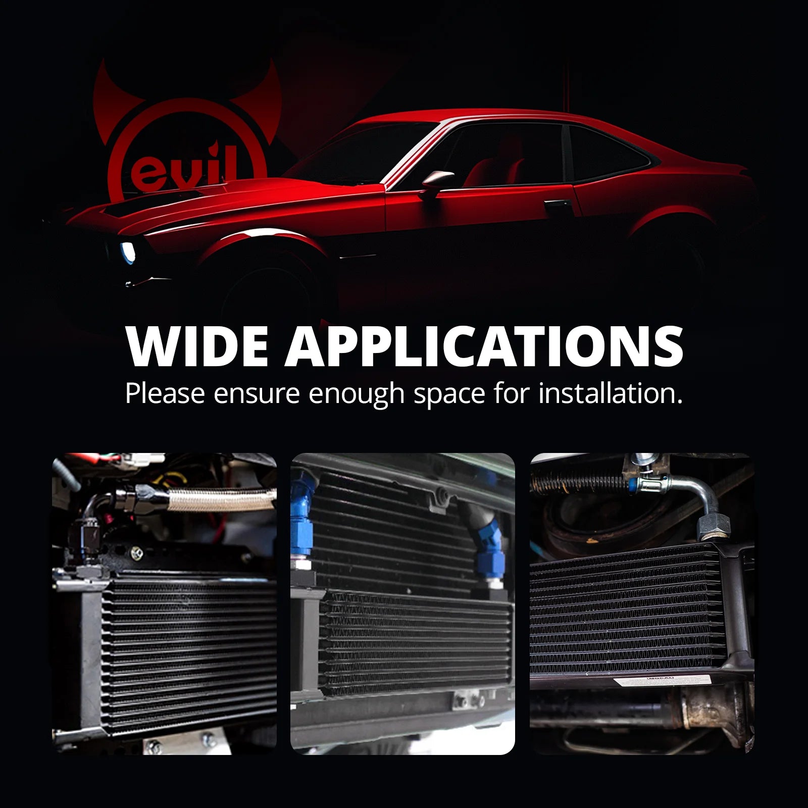 EVIL ENERGY Stacked Plate Oil Cooler Universal Engine Transmission 10AN（7/10/13/16/19/25/30 Row）