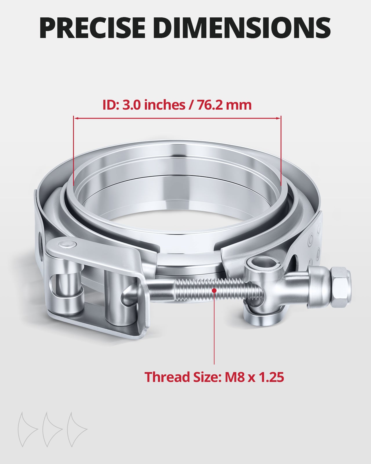 [3.0inch]Evilenergy EVIL ENERGY 3 Inch V Band Clamp Quick Release Stainless Steel with Flange Flat Mild Steel