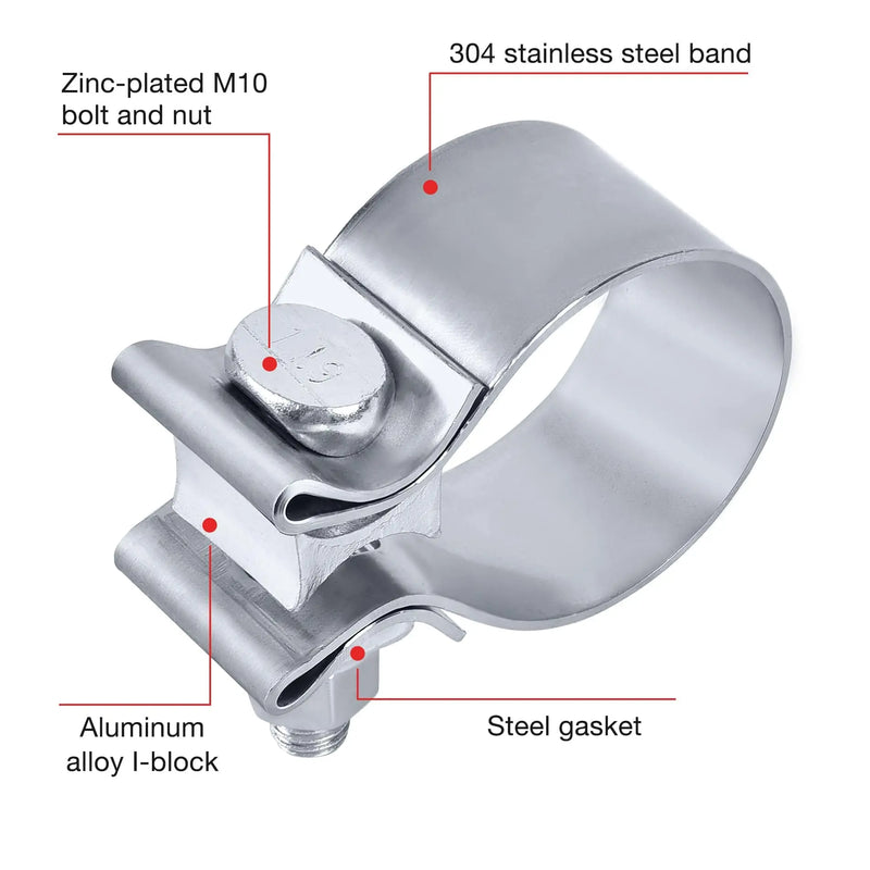 Evilenergy EVIL ENERGY  1.75/2.25/2.5/3 Inch Exhaust Clamp Narrow Band Muffler Clamp Stainless Steel 2PCS