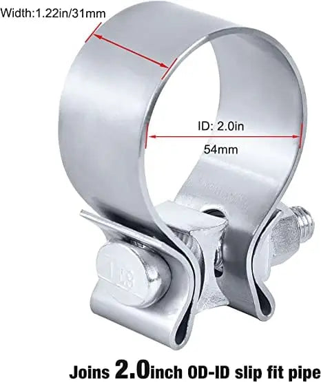 Evilenergy EVIL ENERGY  1.75/2.25/2.5/3 Inch Exhaust Clamp Narrow Band Muffler Clamp Stainless Steel 2PCS