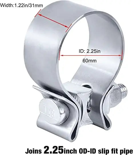 Evilenergy EVIL ENERGY  1.75/2.25/2.5/3 Inch Exhaust Clamp Narrow Band Muffler Clamp Stainless Steel 2PCS