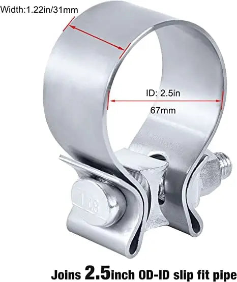 Evilenergy EVIL ENERGY  1.75/2.25/2.5/3 Inch Exhaust Clamp Narrow Band Muffler Clamp Stainless Steel 2PCS
