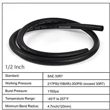 Evilenergy EVIL ENERGY 1/2 Fuel Hose Line Push Lock NBR Rubber SAE 30R7 5/10/25FT 300PSI