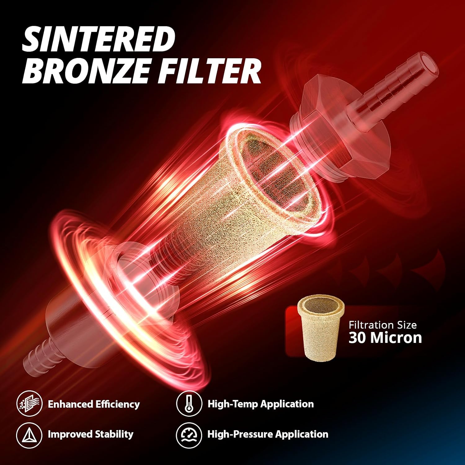 EVIL ENERGY 1/2inch,5/16inch,3/8inchBarb Billet Inline Fuel Filter 30 Micron Aluminum Black for Car EFI & Carb Fuel Systems