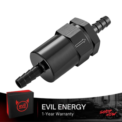 EVIL ENERGY 1/2inch,5/16inch,3/8inchBarb Billet Inline Fuel Filter 30 Micron Aluminum Black for Car EFI & Carb Fuel Systems