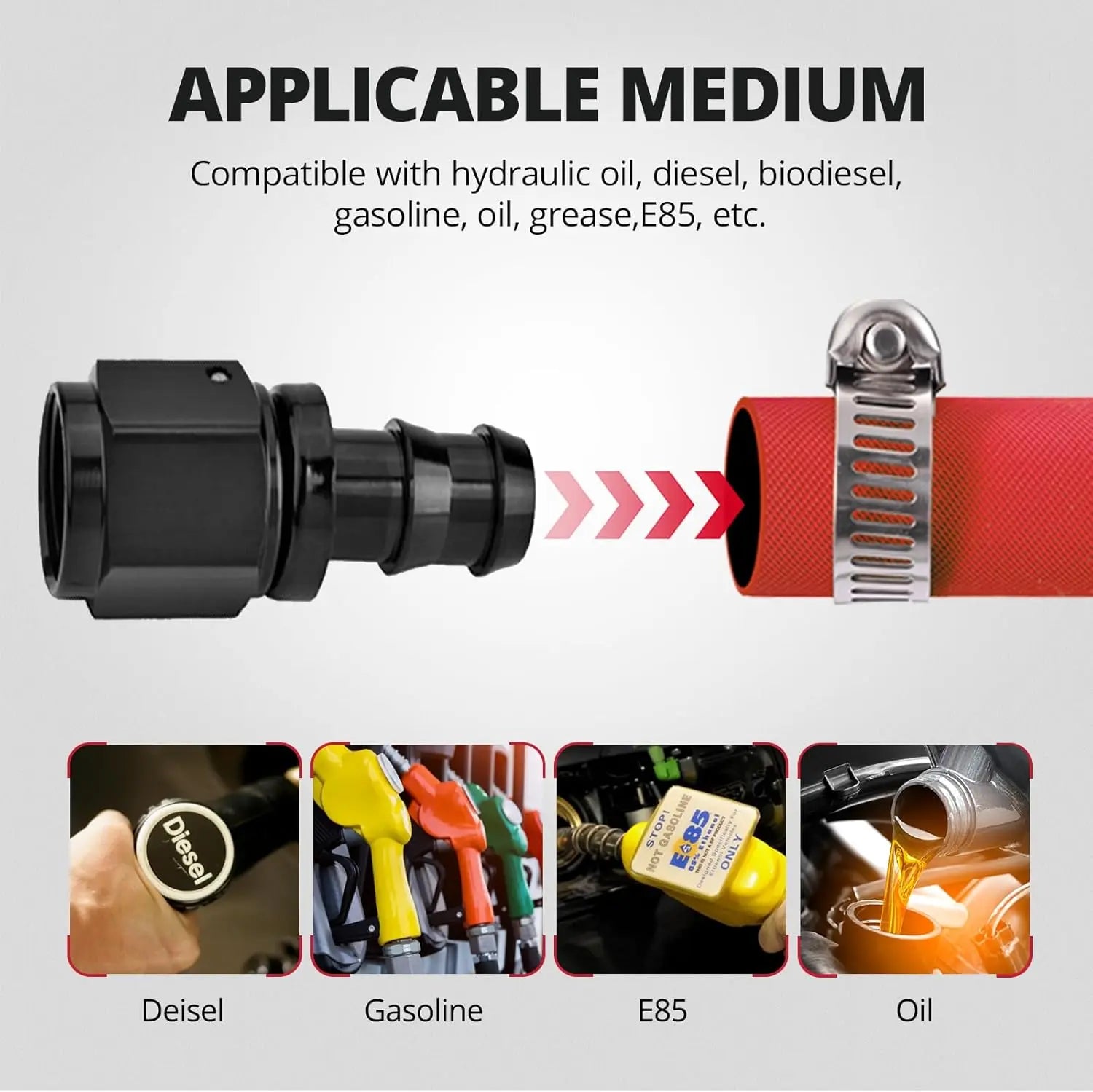 EVILENERGY EVIL ENERGY 1/4" High Pressure Fuel Line Hose 5FT 500PSI E85 for Fuel Systems Engines NBR Rubber EN854-1TE Red