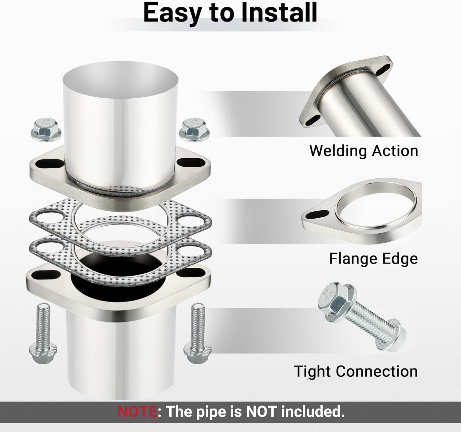 EVIL ENERGY 2-Bolt Exhaust Flange Set with Gaskets & Bolts (1.75/2/2.25/2.35/2.5/3 Inch)