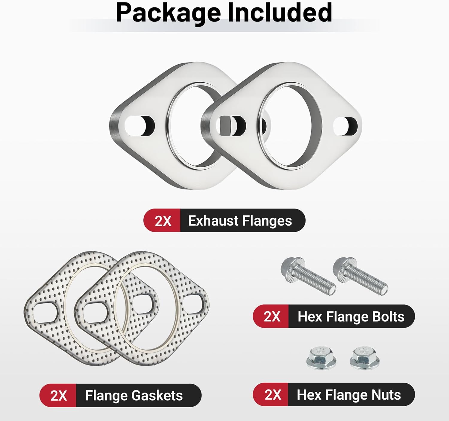 EVIL ENERGY 2-Bolt Exhaust Flange Set with Gaskets & Bolts (1.75/2/2.25/2.35/2.5/3 Inch)