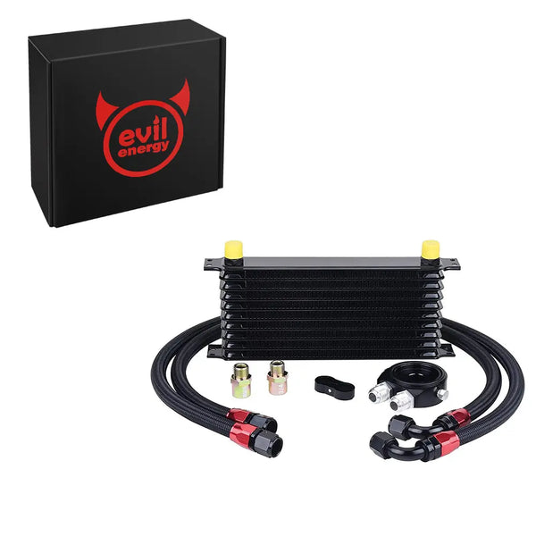 Evilenergy EVIL ENERGY 10/15 Row Oil Cooler Kit 10AN Transmission Universal Engine Cooler